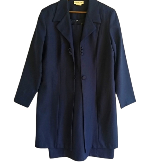David Benjamin 20 Lightweight Sleeveless Dress Overcoat Set Plus in Navy Blue